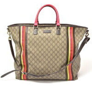 Gucci GG Monogram Neon Rainbow Weekender Tote bag pink leather trim